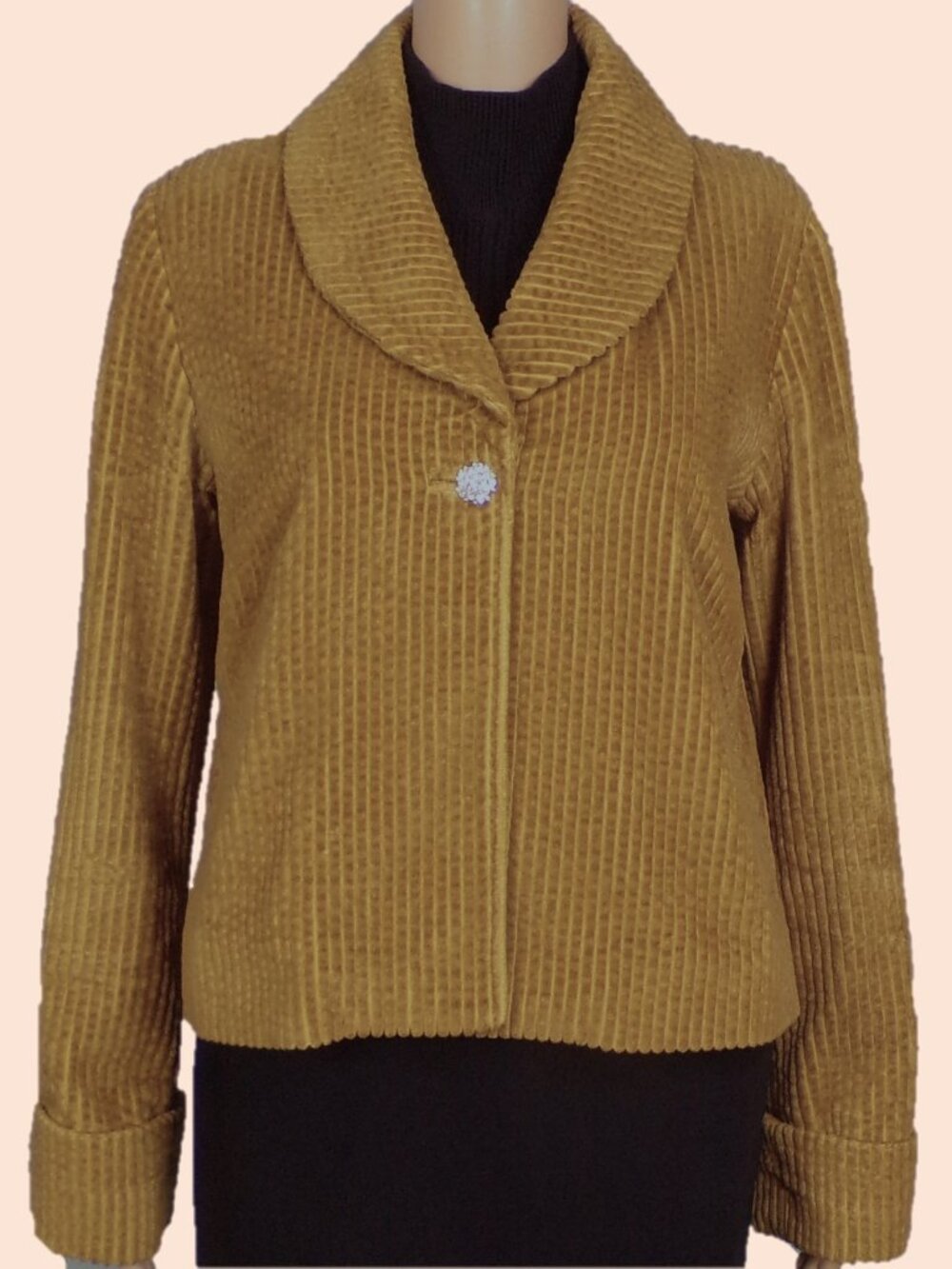 TULLE size L Jrs ocher wide-wale corduroy blazer 100% cotton machine washable